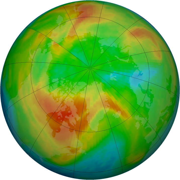 Arctic ozone map for 15 March 1993